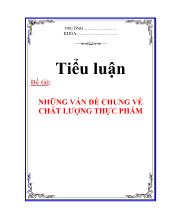 Đề tài Những vấn đề chung về chất lượng thực phẩm