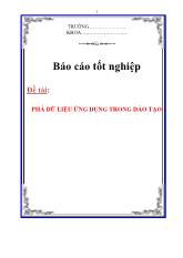 Đề tài Phá dữ liệu ứng dụng trong đào tạo