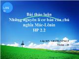 Đề tài Phân tích quan điểm của chủ nghĩa Mác - Lênin về thời kì quá độ lên chủ nghĩa xã hội