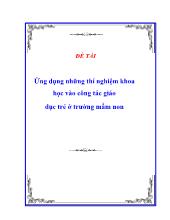 Đề tài Ứng dụng những thí nghiệm khoa học vào công tác giáo dục trẻ ở trường mầm non