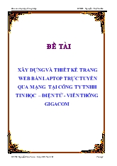 Đề tài Xây dựng và thiết kế trang web bán laptop trực tuyến qua mạng tại công ty TNHH Tin học – Điện tử - Viễn thông gigacom