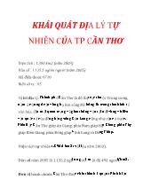 Khái quát địa lý tự nhiên của TP cần thơ