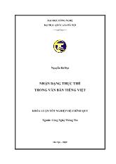 Khóa luận Nhận dạng thực thể trong văn bản Tiếng Việt
