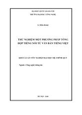 Khóa luận Thử nghiệm một phương pháp tổng hợp tiếng nói từ văn bản Tiếng Việt