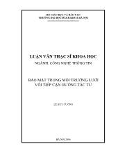 Luận văn Bảo mật trong môi trường lưới với tiếp cận hướng tác tử