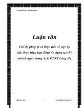 Luận văn Chế độ pháp lý và thực tiễn về việc ký kết, thực hiện hợp đồng tín dụng tại chi nhánh ngân hàng nông nghiệp và phát triển nông thôn Láng Hạ