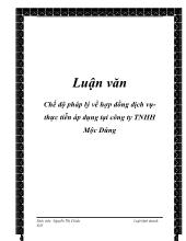 Luận văn Chế độ pháp lý về hợp đồng dịch vụ - Thực tiễn áp dụng tại công ty TNHH Mộc Dũng