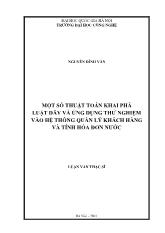 Luận văn Một số thuật toán khai phá luật dãy và ứng dụng thử nghiệm vào hệ thống quản lý khách hàng và tính hóa đơn nước