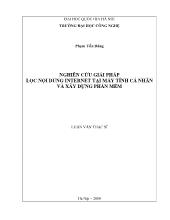 Luận văn Nghiên cứu giải pháp lọc nội dung internet tại máy tính cá nhân và xây dựng phần mềm