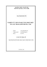 Luận văn Nghiên cứu một số khả năng phát hiện tin giấu trong môi trường ảnh