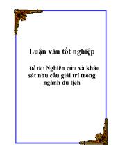 Luận văn Nghiên cứu và khảo sát nhu cầu giải trí trong ngành du lịch