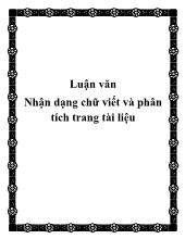 Luận văn Nhận dạng chữ viết và phân tích trang tài liệu