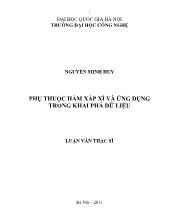 Luận văn Phụ thuộc hàm xấp xỉ và ứng dụng trong khai phá dữ liệu