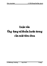 Luận văn Ứng dụng vi khuẩn lactic trong sản xuât tôm chua