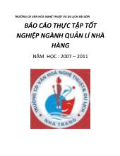 Thực trạng và giải pháp nâng cao chất lượng ngành quản lí nhà hàng năm học 2007 – 2011