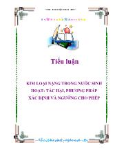Tiểu luận Kim loại nặng trong nước sinh hoạt: tác hại, phương pháp xác định và ngưỡng cho phép