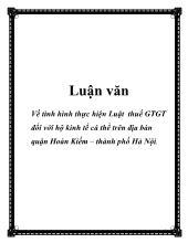 Về tình hình thực hiện Luật thuế giá trị gia tăng đối với hộ kinh tế cá thể trên địa bàn quận Hoàn Kiếm – Thành phố Hà Nội