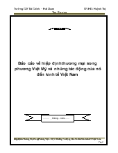Báo cáo Về hiệp định thương mại song phương Việt Mỹ và những tác động của nó đến kinh tế Việt Nam