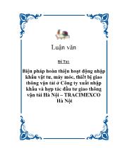 Biện pháp hoàn thiện hoạt động nhập khẩu vật tư, máy móc, thiết bị giao thông vận tải ở Công ty xuất nhập khẩu và hợp tác đầu tư giao thông vận tải Hà Nội – TRACIMEXCO Hà Nội
