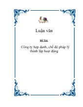 Công ty hợp danh, chế độ pháp lý thành lập hoạt động