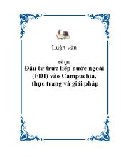 Đầu tư trực tiếp nước ngoài (FDI) vào Cămpuchia, thực trạng và giải pháp