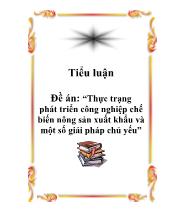 Đề án Thực trạng phát triển công nghiệp chế biến nông sản xuất khẩu và một số giải pháp chủ yếu
