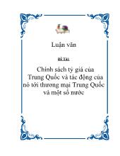 Đề tài Chính sách tỷgiá của Trung Quốc và tác động của nó tới thương mại Trung Quốc và một số nước