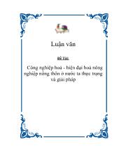 Đề tài Công nghiệp hoá - Hiện đại hoá nông nghiệp nông thôn ởnước ta thực trạng và giải pháp