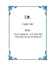 Đề tài Giá trị thặng dư - Các hình thức biểu hiện của giá trị thặng dư