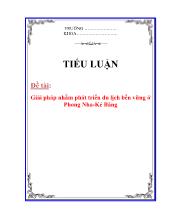 Đề tài Giải pháp nhằm phát triển du lịch bền vững ở Phong Nha - Kẻ Bàng