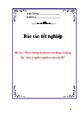 Đề tài Hãy chứng minh sức lao động là hàng đặc biệt, ý nghĩa nghiên cứu vấn đề
