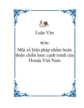 Đề tài Một số biện pháp nhằm hoàn thiện chiến lược cạnh tranh của Honda Việt Nam