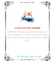 Đề tài Một số giải pháp nhằm nâng cao năng lực quản lý Nhà nước đối với hoạt động đầu tư trực tiếp nước ngoài trong lĩnh vực Dệt - May