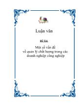 Đề tài Một số vấn đề vềquản lý chất lượng trong các doanh nghiệp công nghiệp