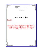 Đề tài Nâng cao chất lượng học tập của học sinh trong giờ dạy môn hoá học