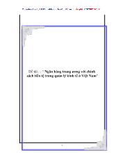 Đề tài Ngân hàng trung ương với chính sách tiền tệ trong quản lý kinh tế tại Việt Nam