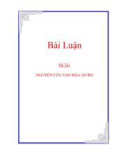 Đề tài Nguyên cứu văn hóa Ấn Độ