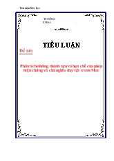 Đề tài Phân tích những thành tựu và hạn chế của phép biện chứng và chủ nghĩa duy vật trước Mác