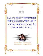 Đề tài Phân tích thâm hụt thương mại của Việt Nam và các điều khoản về cán cân thanh toán của WTO
