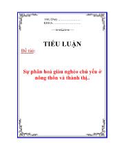 Đề tài Sự phân hoá giàu nghèo chủ yếu ở nông thôn và thành thị