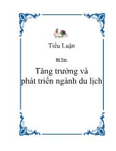 Đề tài Tăng trưởng và phát triển ngành du lịch