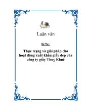 Đề tài Thực trạng và giải pháp cho hoạt động xuất khẩu giầy dép của công ty giầy Thụy Khuê
