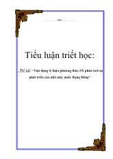 Đề tài Vận dụng lý luận phương thức sản xuất phân tích sự phát triển của nhà máy nước Rạng Đông