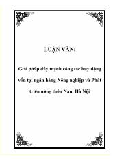 Luận văn Giải pháp đẩy mạnh công tác huy động vốn tại ngân hàng Nông nghiệp và Phát triển nông thôn Nam Hà Nội