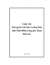 Luận văn Giải quyết việc làm tại nông thôn tỉnh Ninh Bình trong giai đoạn hiện nay