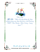 Luận văn Một số biện pháp chỉ đạo nhằm nâng cao đạo đức học sinh trưòng THPT vân nham - Hữu lũng - Lạng sơn