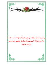 Luận văn Một số biện pháp nhằm tăng cường công tác quản lý tiền lương ở “Công ty Cơ Khí Hà Nội