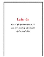 Luận văn Một số giải pháp hoàn thiện các quy định của pháp luật về quản trị công ty cổ phần