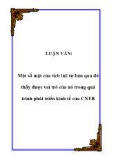 Luận văn Một số mặt của tích luỹ tư bản qua đó thấy được vai trò của nó trong quá trình phát triển kinh tế của Chủ nghũa tư bản