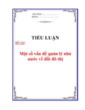 Luận văn Một số vấn đề quản lý nhà nước về đất đô thị